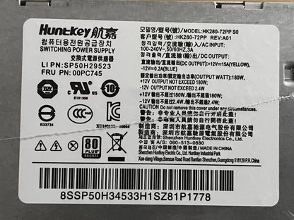 new For Lenovo M410 M610 510S Power Supply HK280-72PP FRU:00PC745 180W