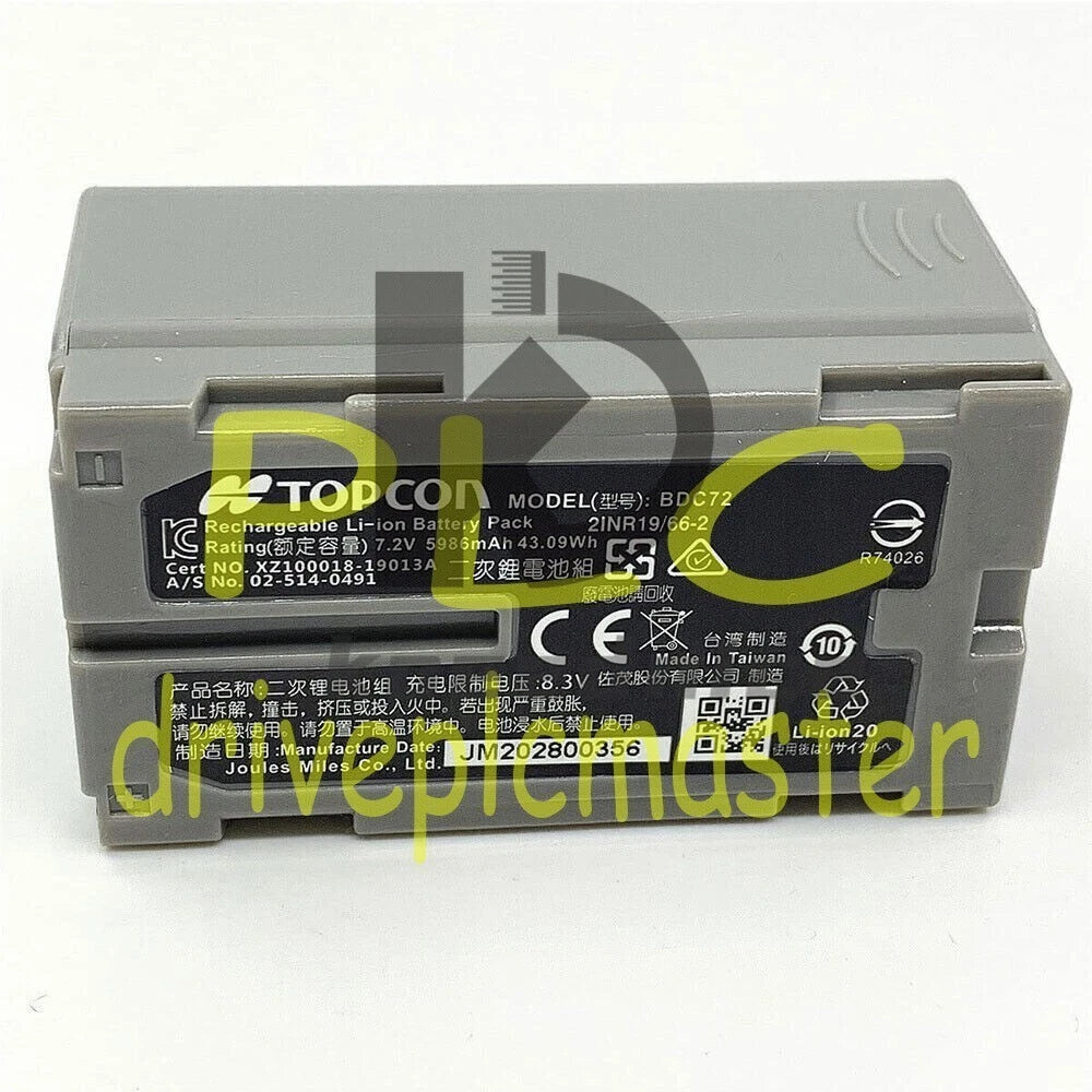 Li-ion Battery BDC72 For Topcon GM-52 Total Station 7.2V 5986mAh BDC72 battery