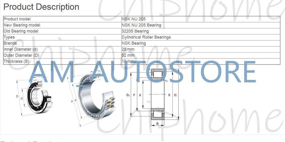 1PCS NSK NU 205 EM Cylindrical Roller Bearings 25x52x15mm