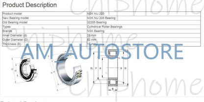 1PCS NSK NU 205 EM Cylindrical Roller Bearings 25x52x15mm
