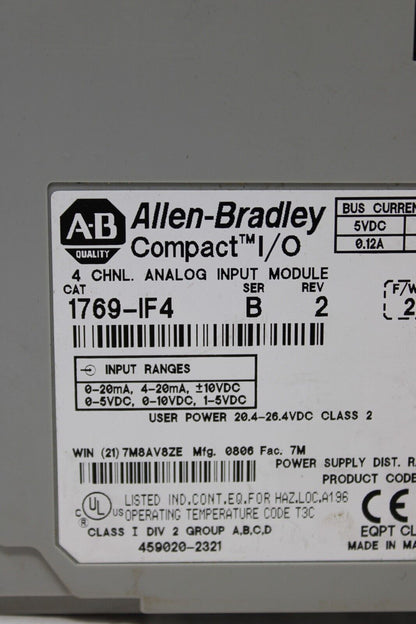 used Allen Bradley 1769-IF4 Analog *No Terminal Block* - ALLEN BRADLEY