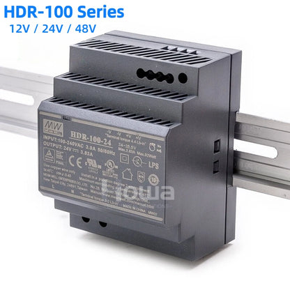 Mean Well HDR-100 Series DIN Rail Power Supply 100W 12V 24V 48V