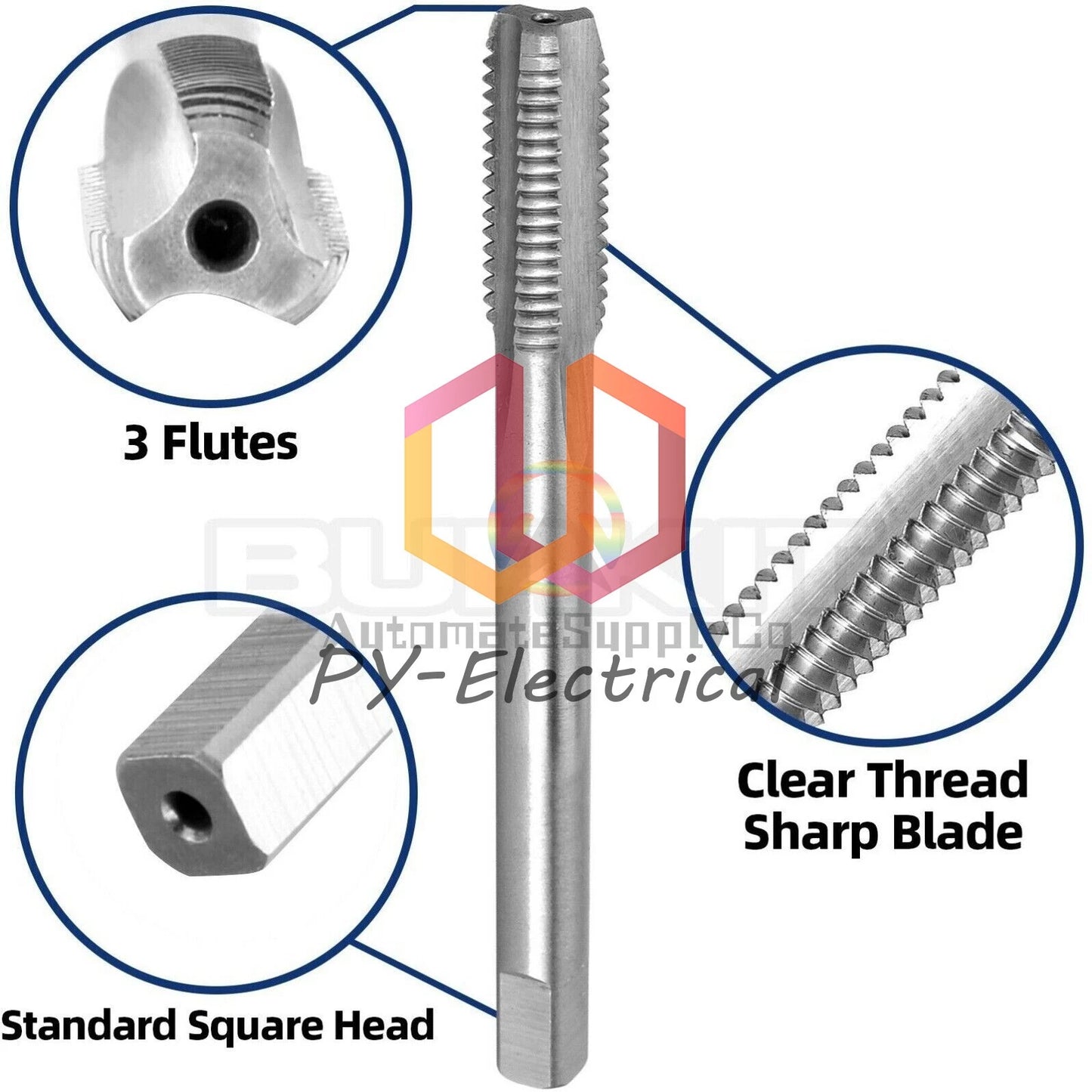 M8 X 0.8 Thread Tap Right Hand, HSS M8x0.8 Straight Fluted Machine Tap