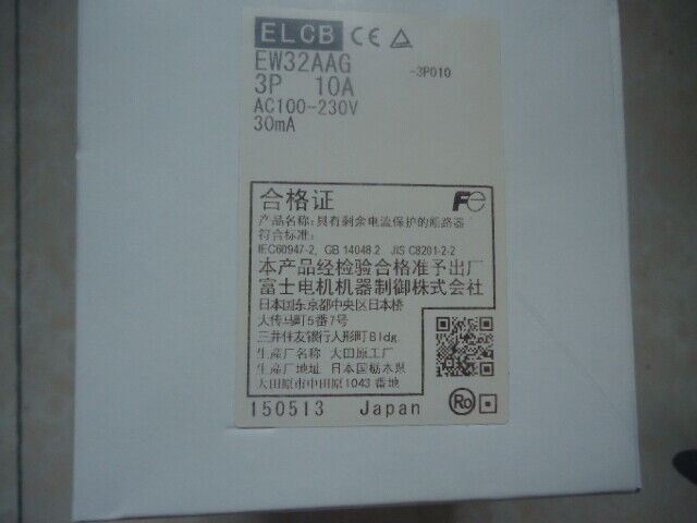 new Japan Fuji Electric Leakage Switch Circuit Breaker EW32AAG-3P010B 3P 10A 30MA