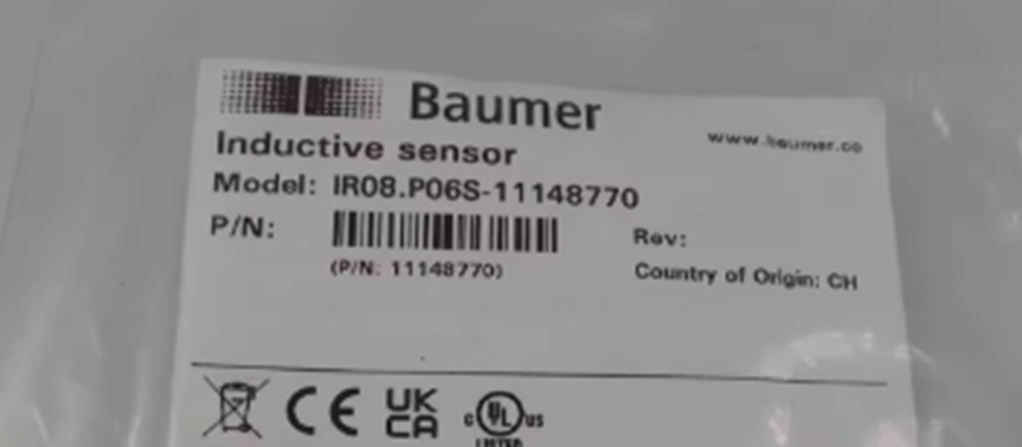 NEW BAUMER IR08.P06S-11148770 Inductive Proximity Switch | High-Performance Inductive Switch | Surface Mount Design | 24VAC | 0.5A | 0.1W | Switch Type: Isolated | Mounting: Surface | Temperature Range: -40°C to +125°C - BAUMER