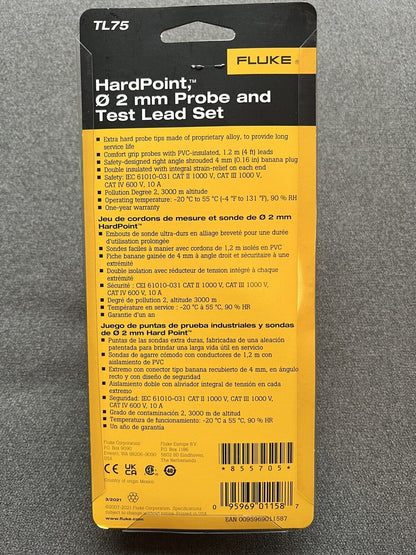 Fluke TL75 Hard Point 2mm Probe Test Lead - FLUKE