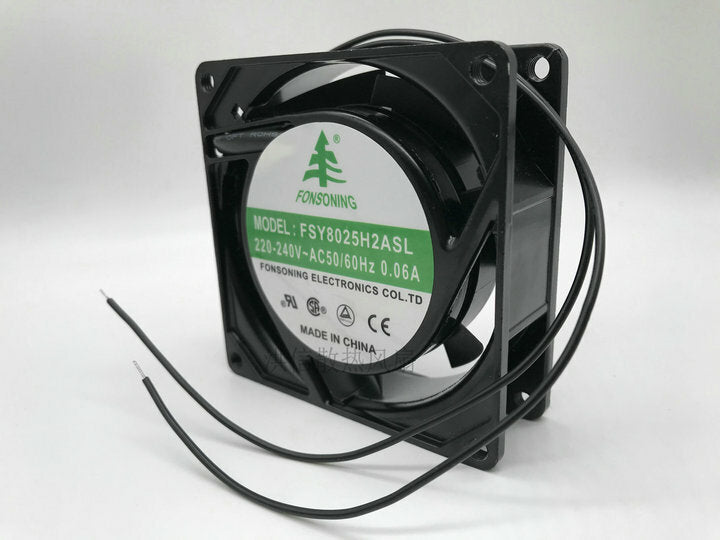 FONSONING FSY8025H2ASL 8025 220~240v AC50/60Hz 0.06A 8cm 2-wire cooling fan