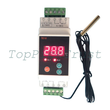 Din Rail Thermostat w/Sensor 2 Way Relay Output Temperature Controller AC90-260V