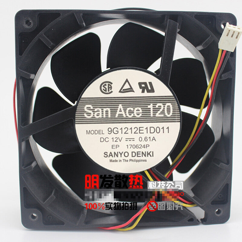 1pcs Sanyo 9G1212E1D011 12038 12CM 12V 0.61A power supply fan 3pin