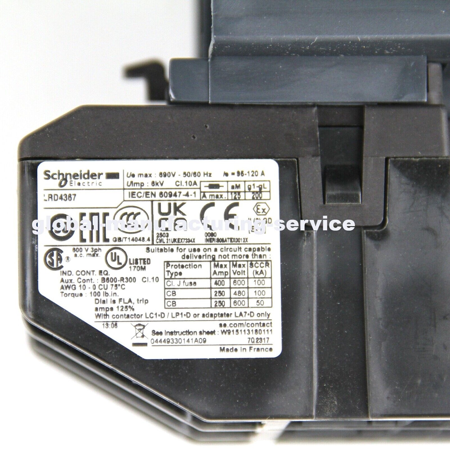 new Schneider LRD4367 Telemecanique Bimetallic Thermal Overload Relay 95~120A - SCHNEIDER