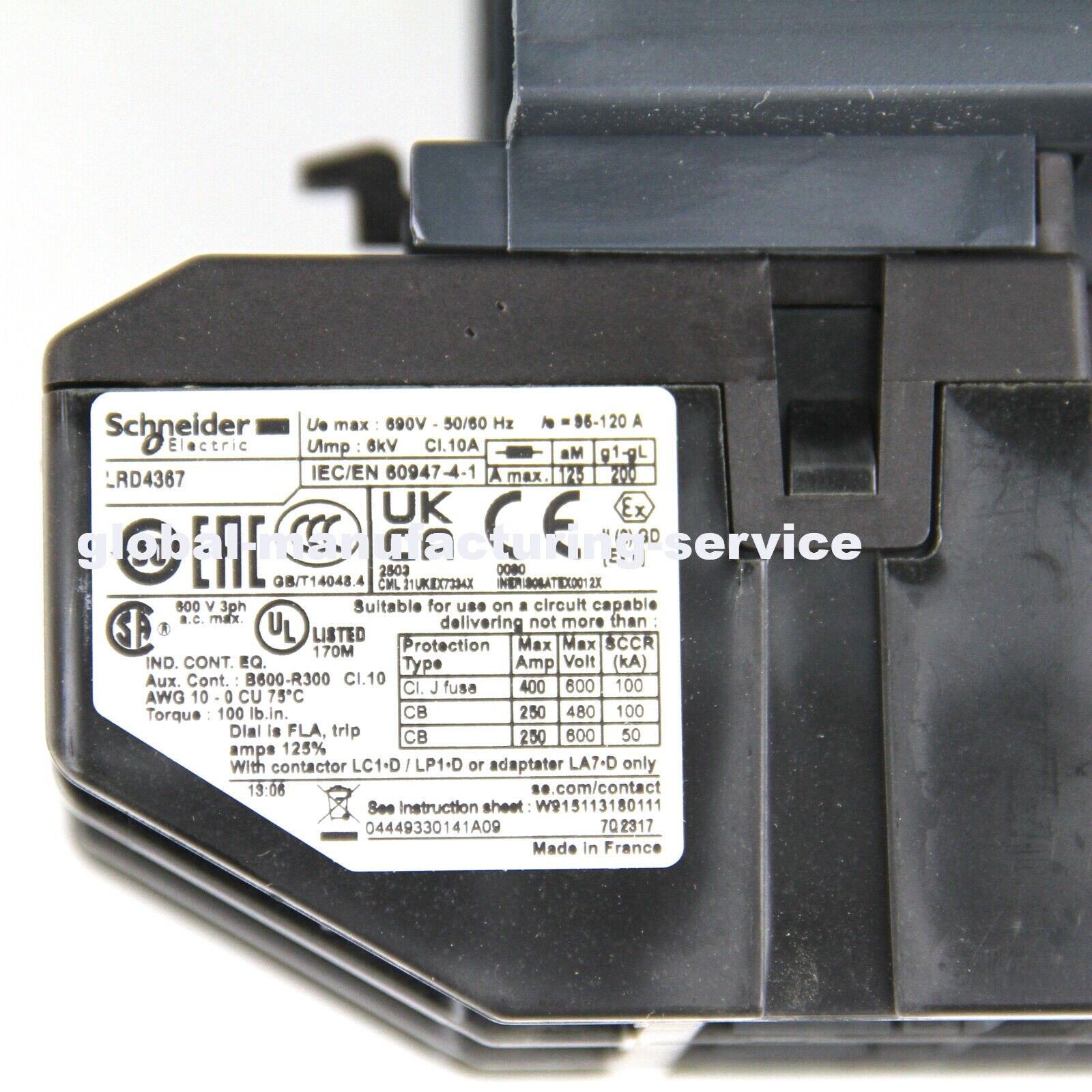 new Schneider LRD4367 Telemecanique Bimetallic Thermal Overload Relay 95~120A - SCHNEIDER
