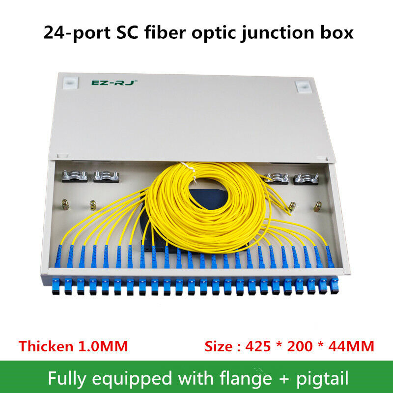 new 24-port SC rack-mounted fiber optic terminal box flange+pigtail Thicken 1.0MM