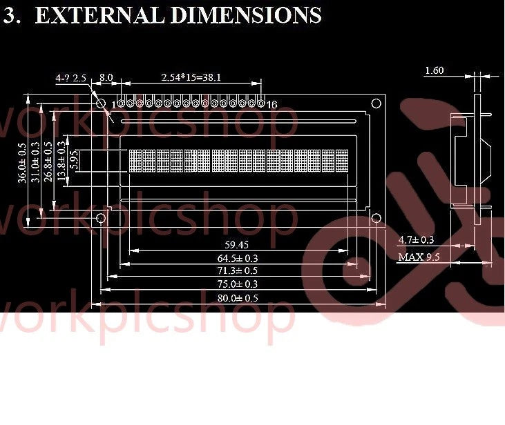 Yellow 1601 16X1 Character LCD Display Module LCM STN SPLC780D / KS0066 M85