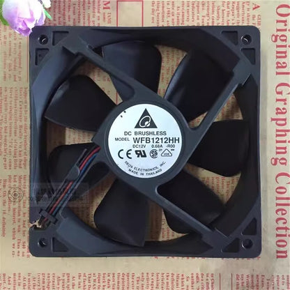 Delta WFB1212HH 12025 DC12V 0.68A 12CM 3-Wire High Airflow Dual Balls Speed Fan