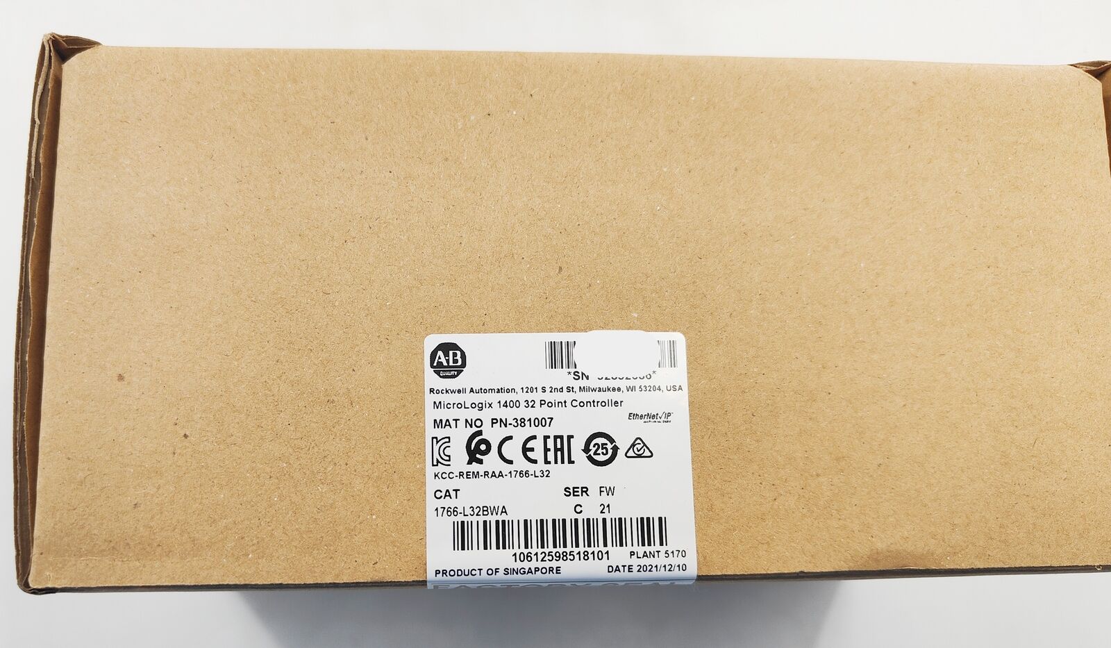 Allen-Bradley 1766-L32BWA MicroLogix 1400 32 Point Controller Sealed Allen-Bradley