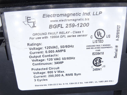 BGFL259-1200 RELAY ELECTROMAGNETIC INDUSTRIES - ELECTROMAGNETIC INDUSTRIES