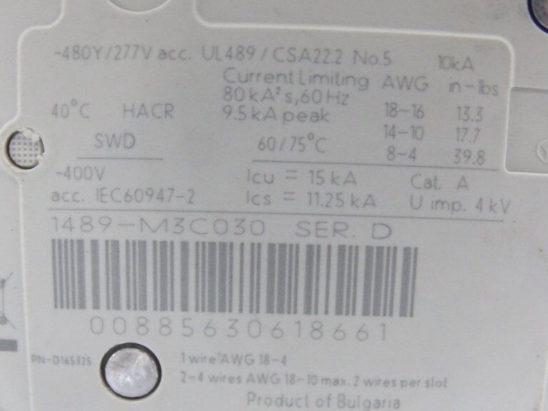 Allen Bradley 1489-M3C030 D-Circuit Breaker - ALLEN BRADLEY