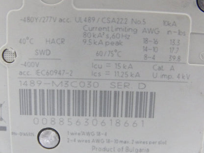 Allen Bradley 1489-M3C030 D-Circuit Breaker - ALLEN BRADLEY