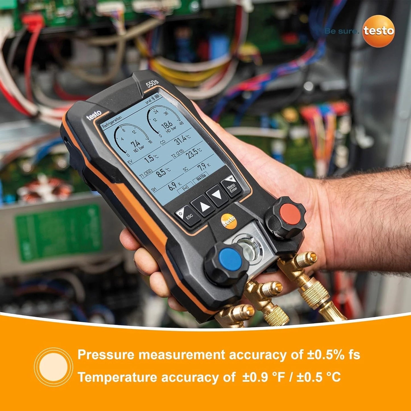 Testo 550s SMART KIT 2-Valve Digital Manifold/Wireless Temp Probe Fast delivery