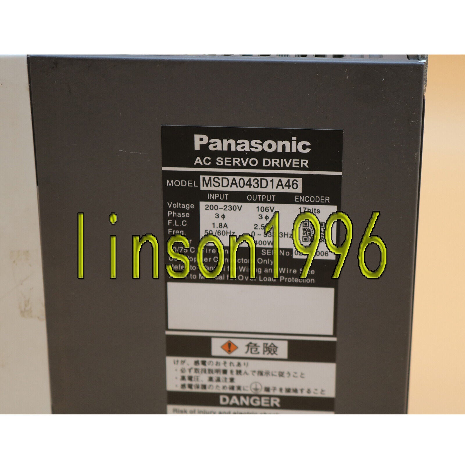 Panasonic MSDA043D1A46 servo drive - PANASONIC