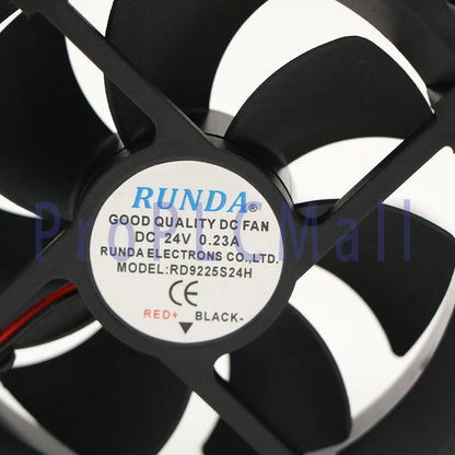 2PCS RD9225S24H RUNDA Fan DC24V 0.23A 9225 9CM 2 Wire Cooling Fan