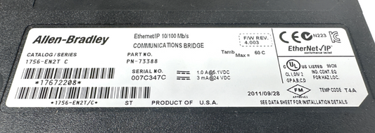 used Allen-Bradley 1756-EN2T Communications Bridge - ALLEN-BRADLEY
