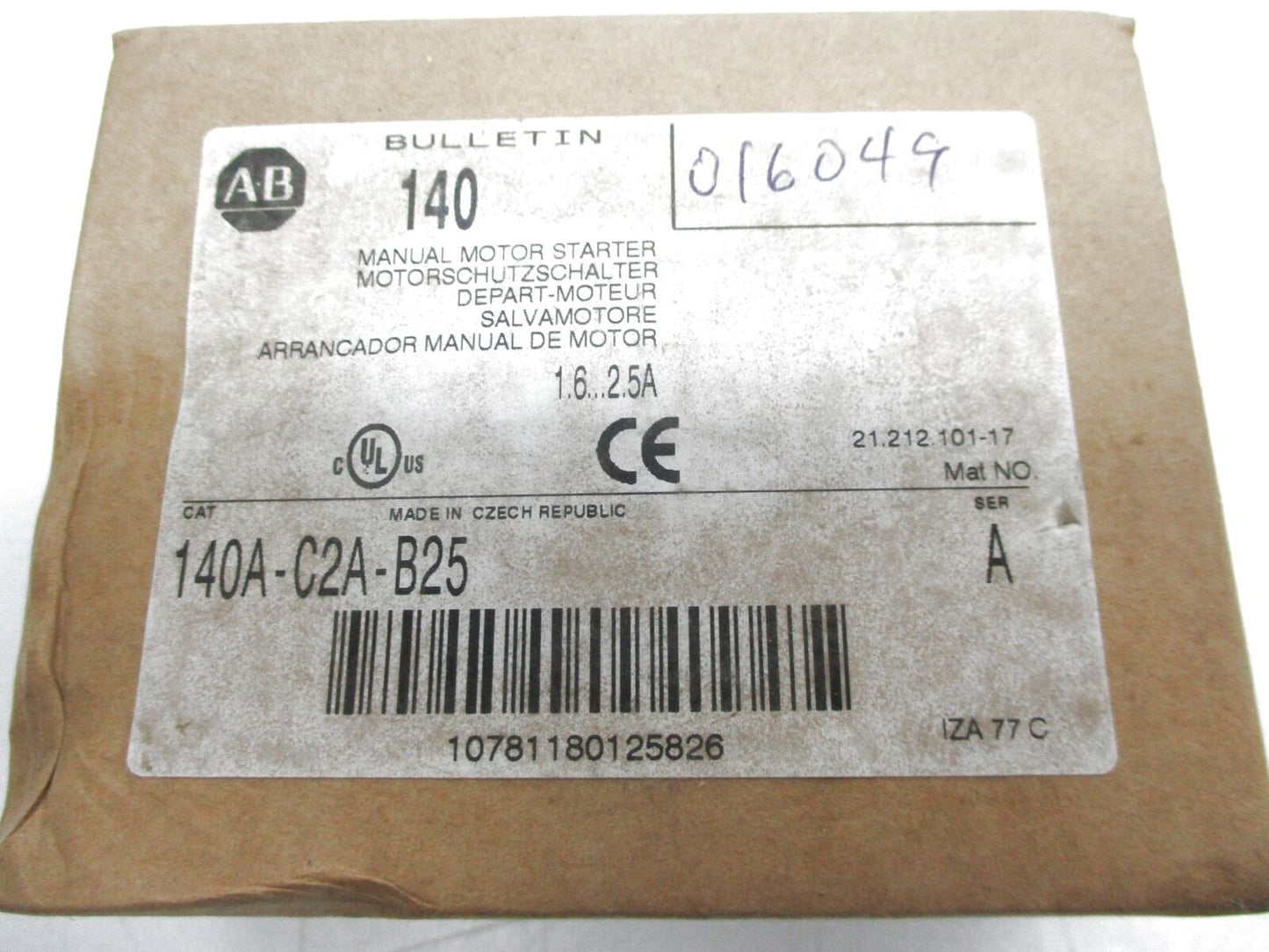 Allen Bradley 140A-C2A-B25 SER Switch - ALLEN BRADLEY