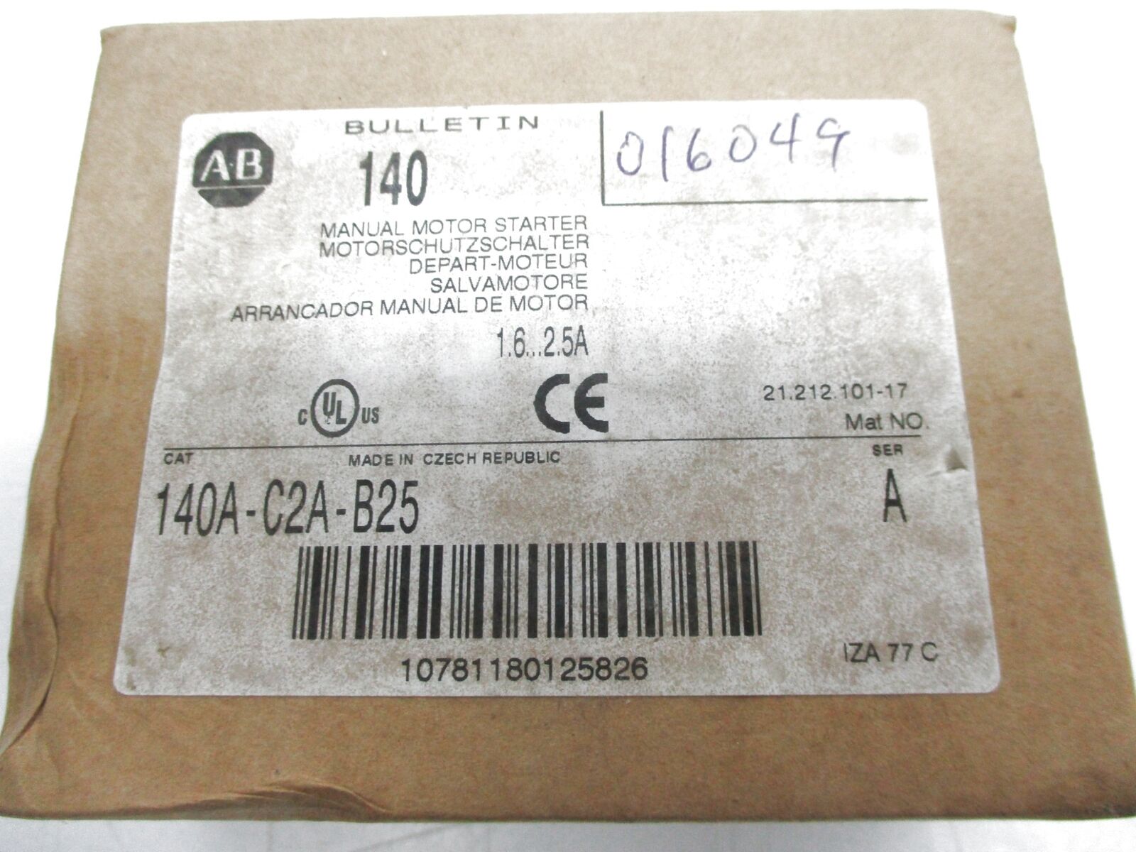 Allen Bradley 140A-C2A-B25 SER Switch - ALLEN BRADLEY