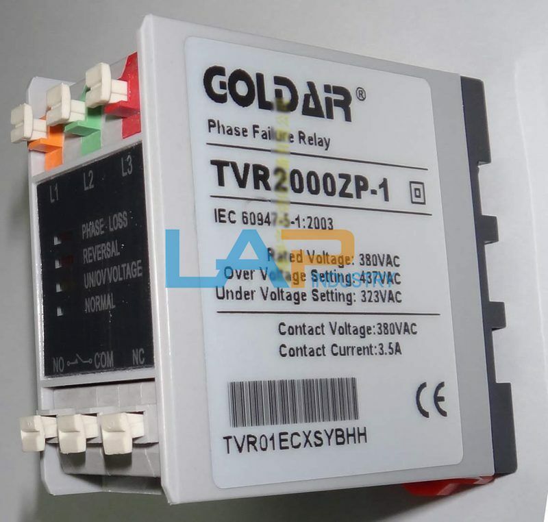 new 1Pcs  For GOLDAIR phase sequence protection relay TVR2000ZP-1 380VAC 3.5A