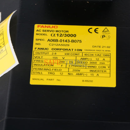 new 1PCS FANUC AC SERVO MOTOR a12/3000 A06B-0143-B075 A06B-0143-B075 - FANUC