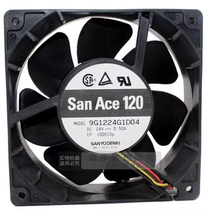 Sanyo 9G1224G1D04 12038 DC24V 0.50A 12CM 3-Wire Inverter Mute Cooling Fan