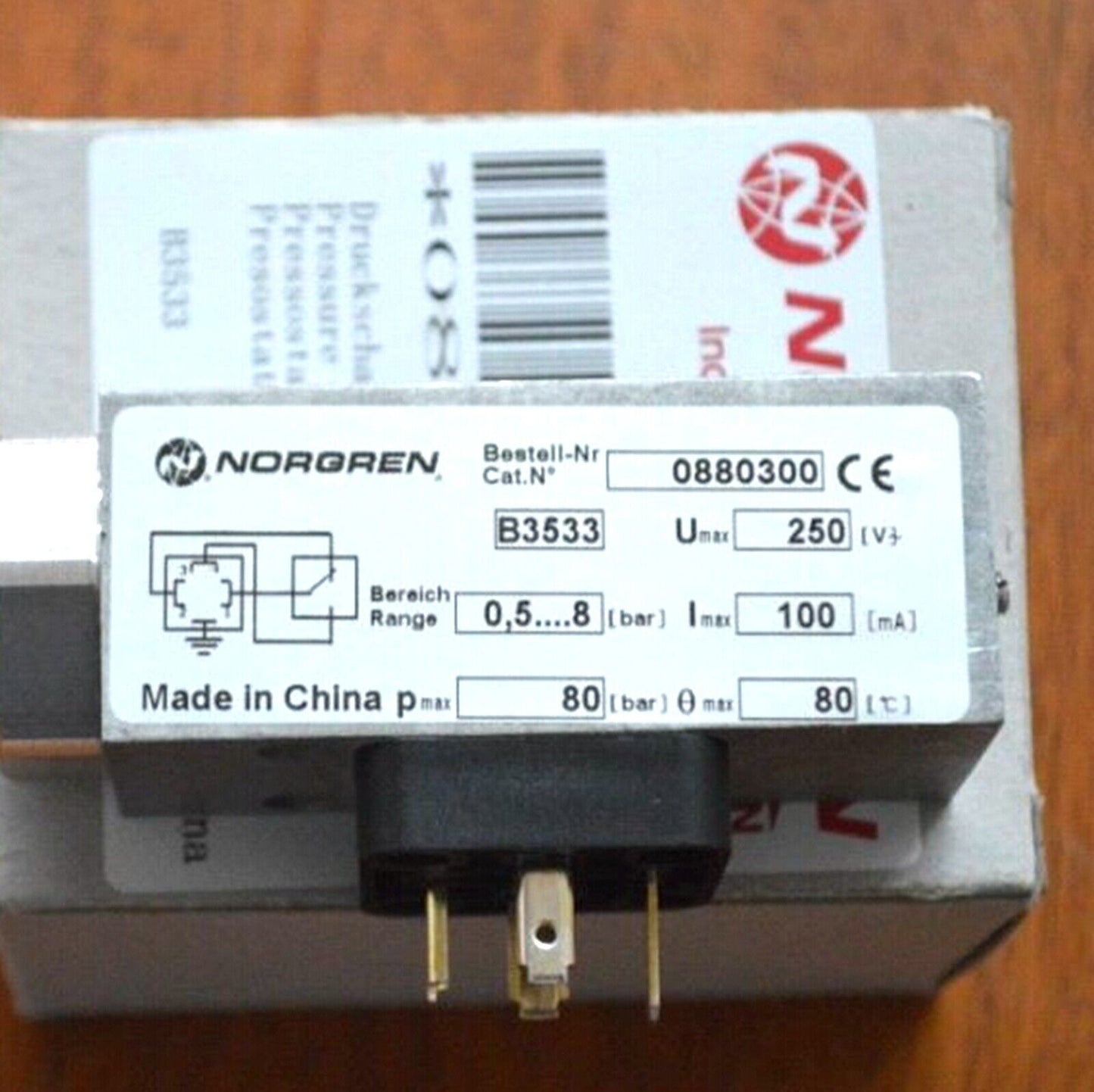 NORGREN 0880300 Pressure Switch, Pressure Switch, Pressure Transducer, Pressure Switch NORGREN 0880300, Industrial Pressure Switch, Pressure Switch with High Precision, Pressure Switch for Various Applications - NORGREN