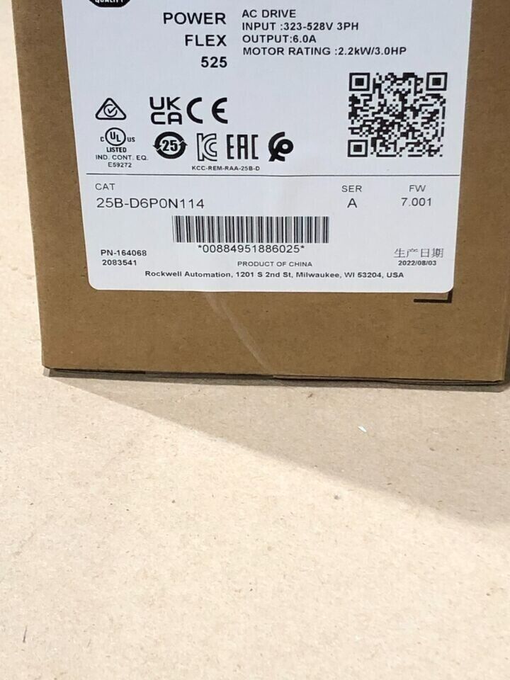 Allen-Bradley 25B-D6P0N114 PowerFlex 525 AC Drive - ALLEN-BRADLEY