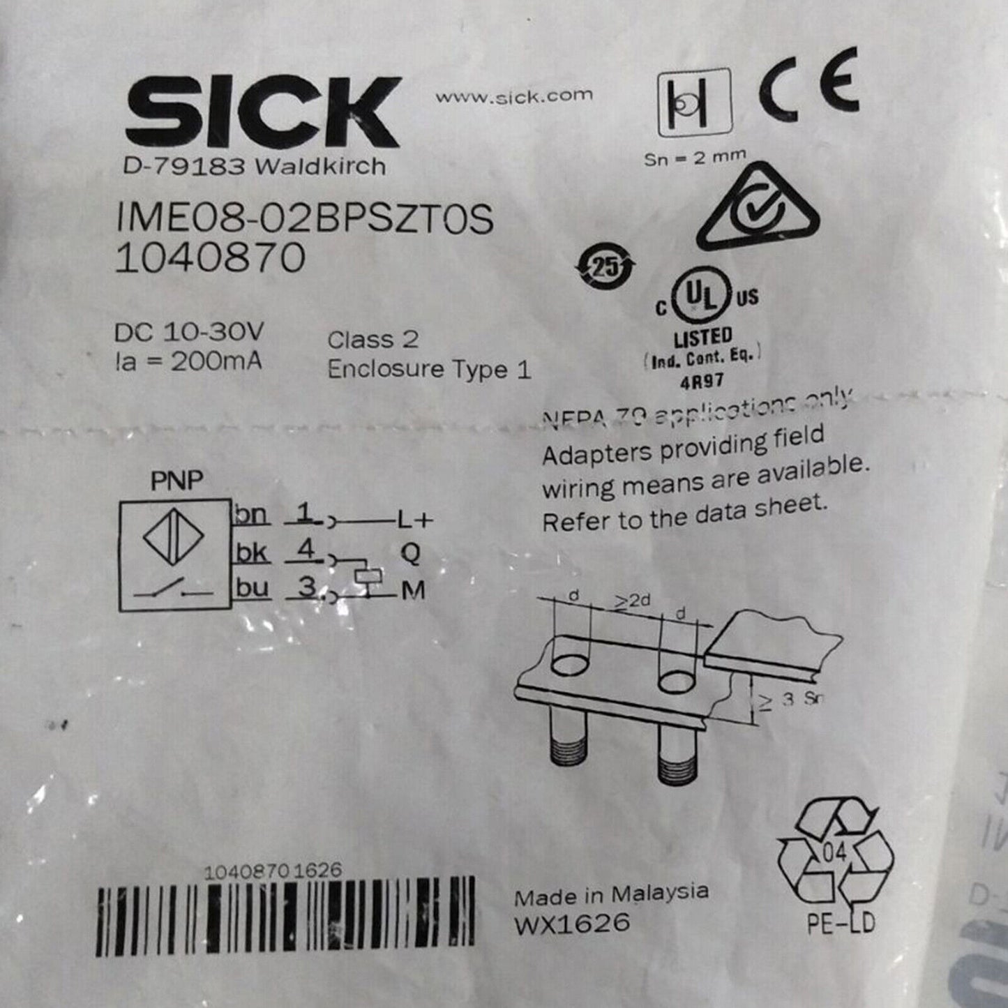 new ONE SICK proximity switch IME08-02BPSZT0S Fast - SICK