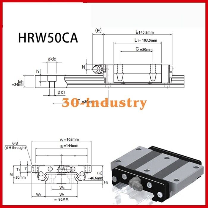 1Pcs New linear guide slider HRW50CA 50*162*140.5（mm） - KOEED