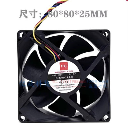 MJ CHA8012C 8025 DC12V 0.18A 8CM 4-Wire Mute Speed Control CPU Cooling Fan