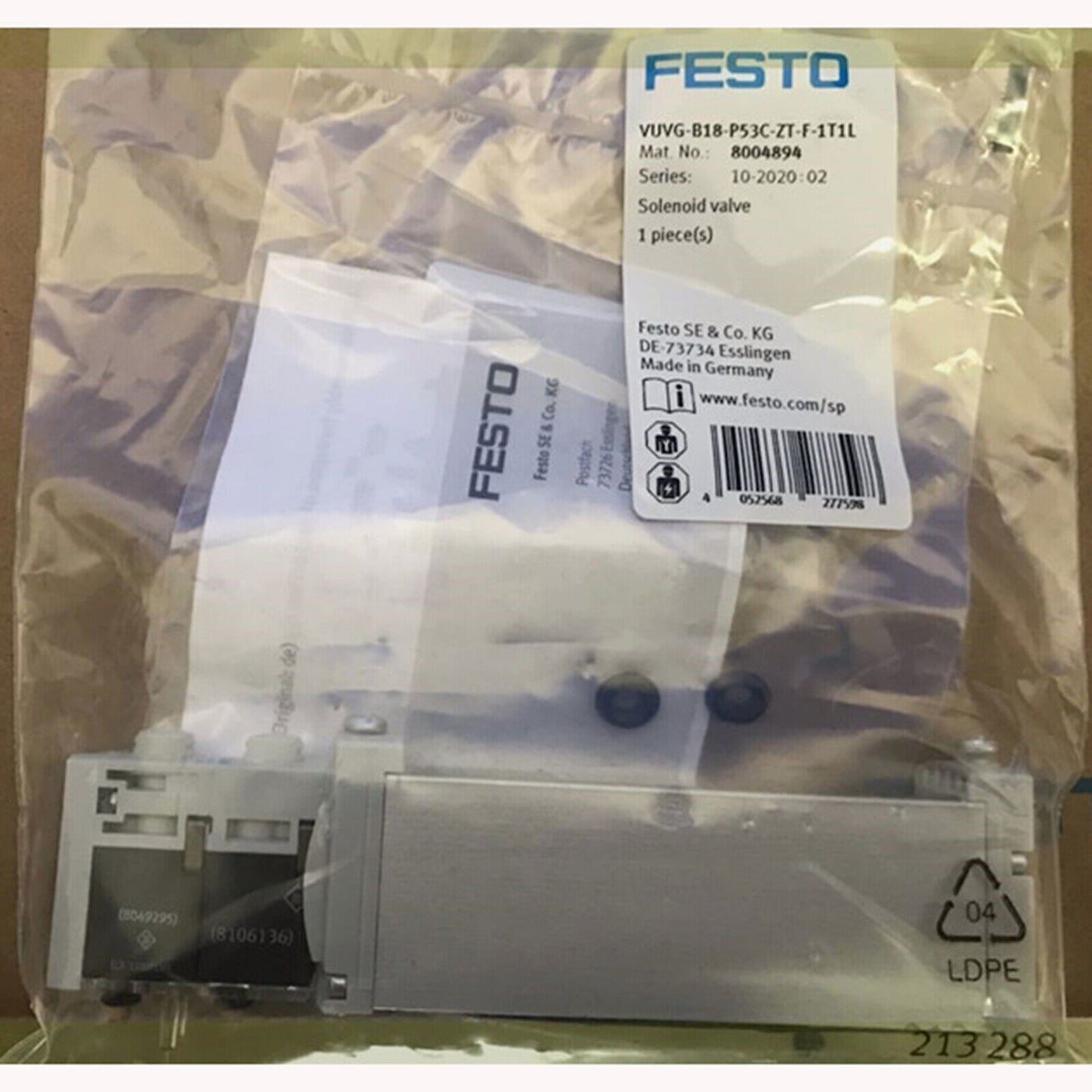 1PC FESTO VUVG-B18-P53C-ZT-F-1T1L 8004894 Solenoid Valve ping