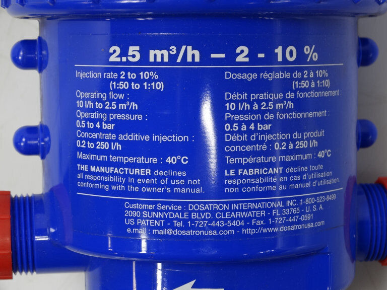 DOSATRON 2.5M3 PUMP H-11 GPM - DOSATRON