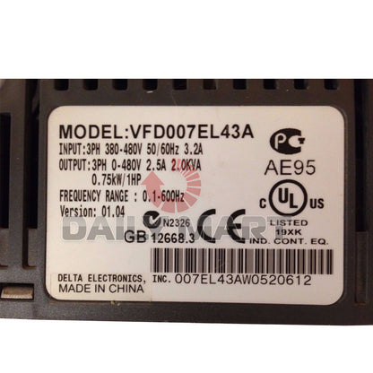 new Delta VFD007EL43A 1Hp 460V Three Phase Input AC Motor Micro Drive Inverter - DELTA CONTROLS