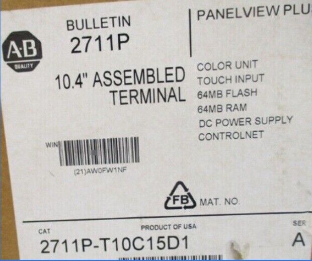 Allen Bradley 2711P-T10C15D15 PanelView Plus Terminal - ALLEN BRADLEY