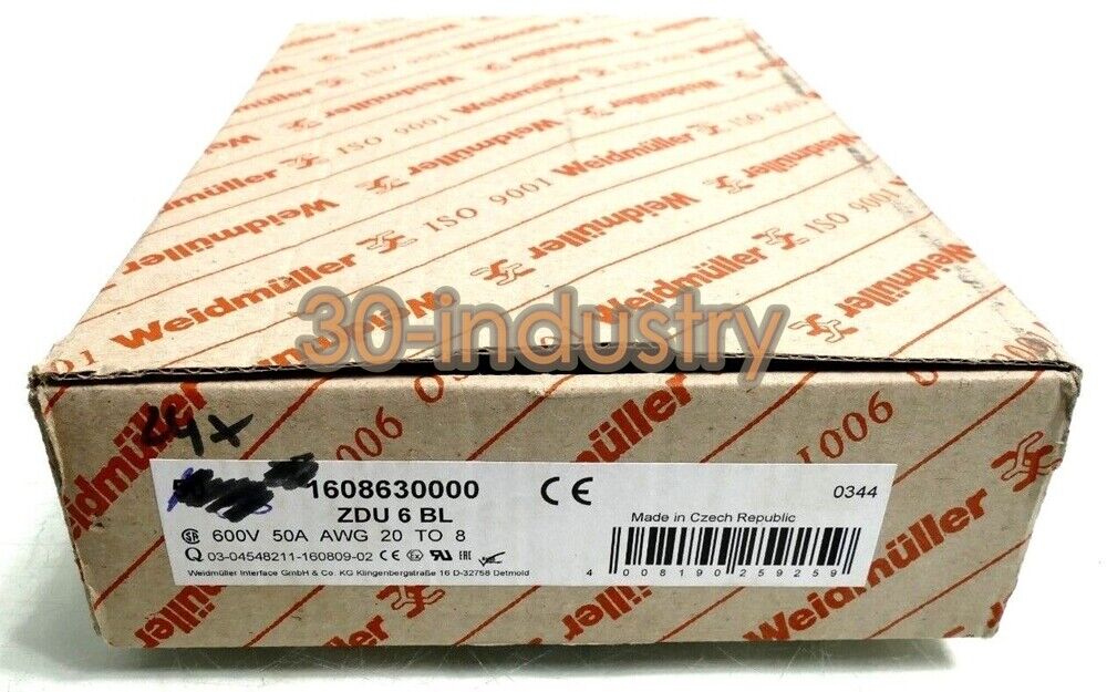 50pcs Weidmüller Blue Terminal ZDU 6 BL - Model 1608630000 - WEIDMÜLLER