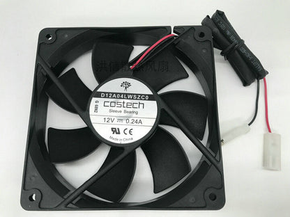 new D12A04LWSZC0 COSTECH Sleeve Bearing 12CM Cooling Fan 12025 12V 120mm - COSTECH