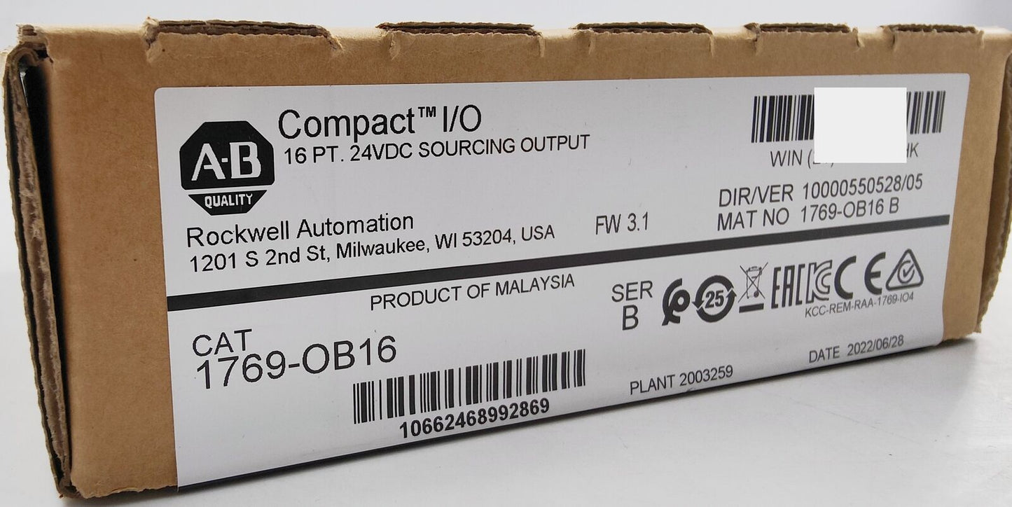 Allen-Bradley 1769-OB16 CompactLogix 16 Pt 24VDC Module Factory Sealed - ALLEN-BRADLEY