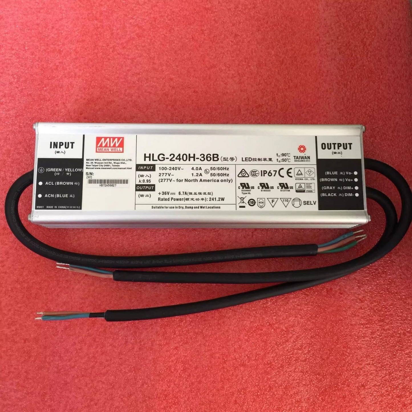 Meanwell HLG-240H-36B 240W 36V 6.7A In-Line Dimmable LED Power Supply