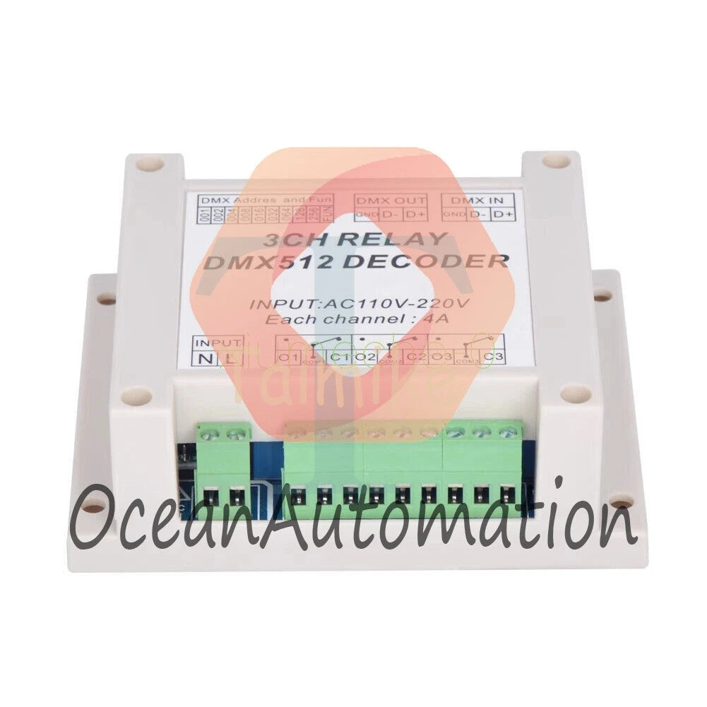 AC110-220V 4 Channel DMX512 Relay Switch DMX Relay Controller W/ Case For Lamp