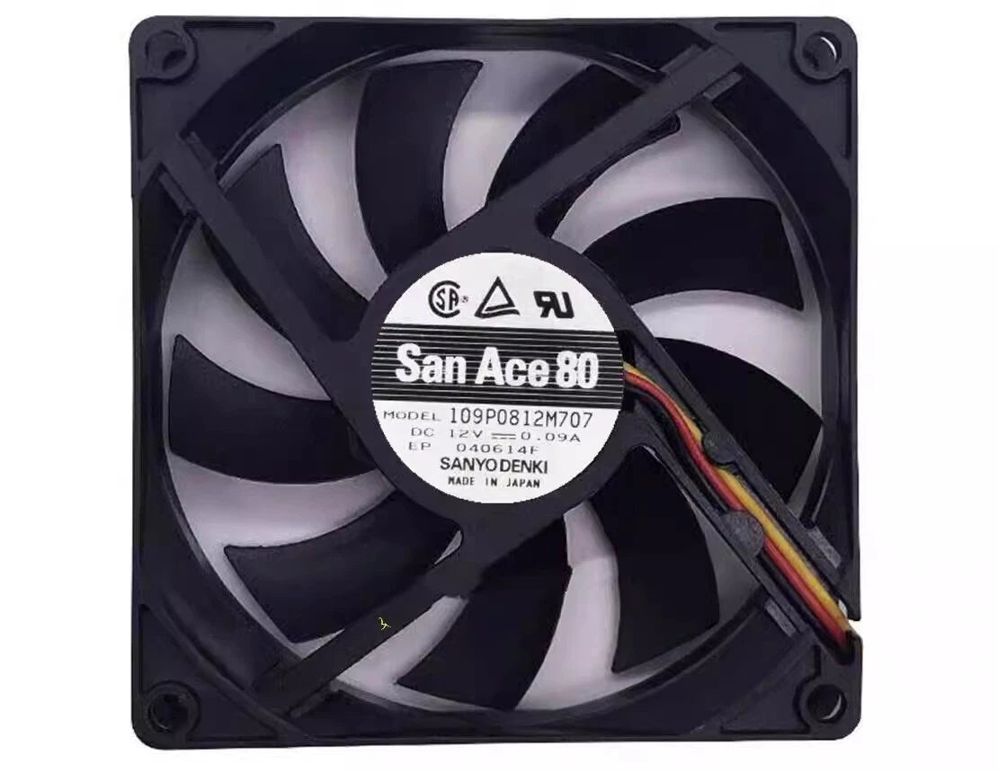 Sanyo 9GA0812P7G001 8015 DC12V 0.09A 8CM 3-Wire Silent Cooling Fan