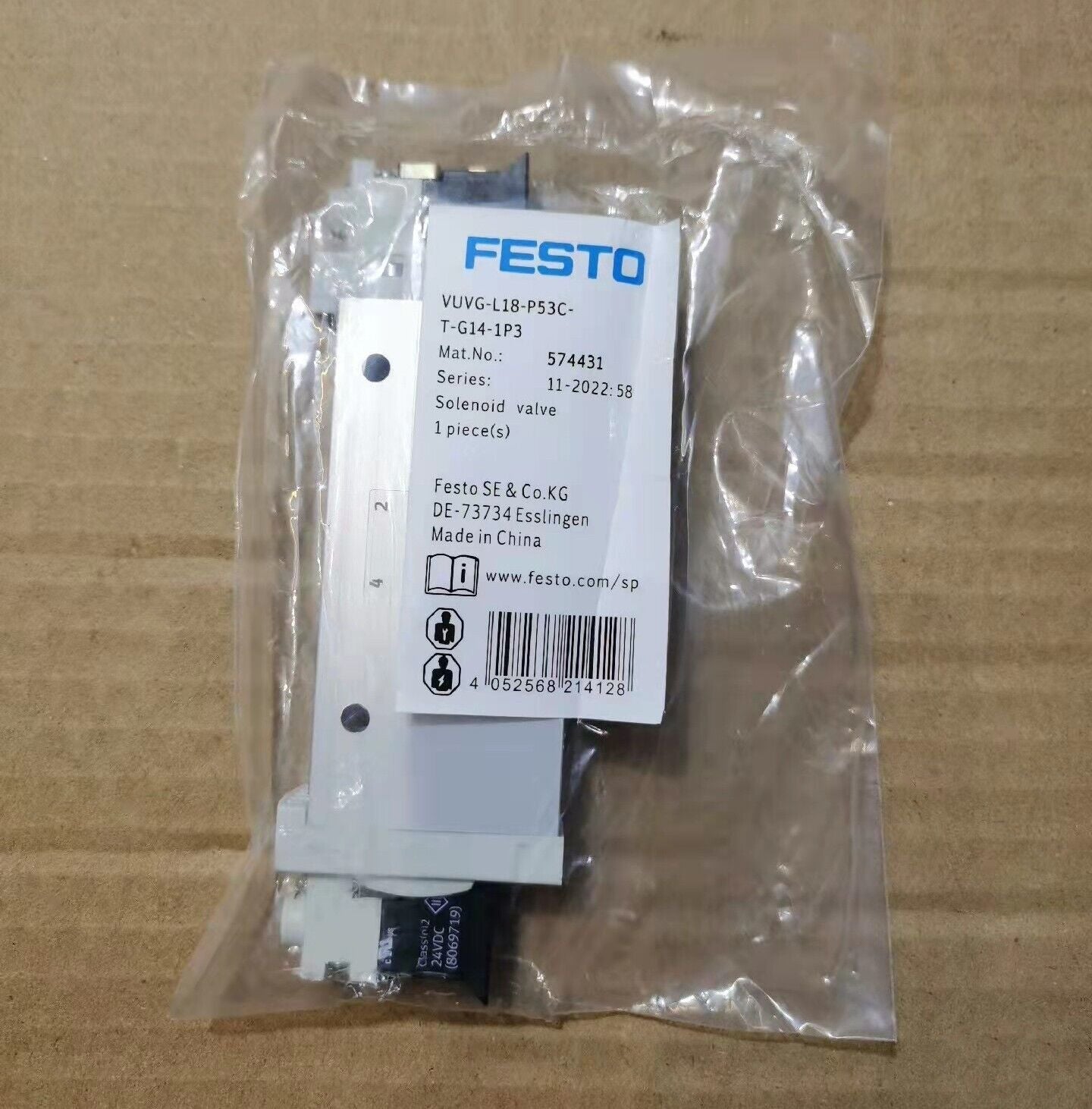 One FESTO VUVG-L18-P53C-T-G14-1P3 574431 Solenoid Valve Free Shipping