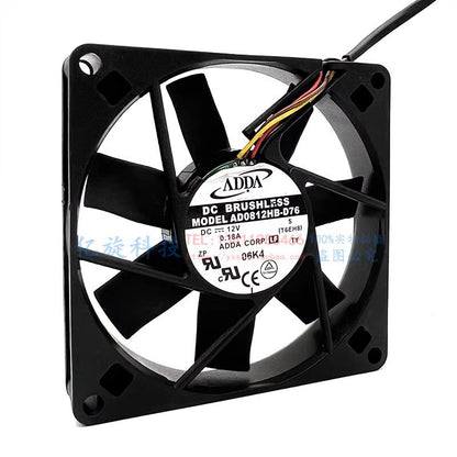 ADDA AD0812HB-D76 8015 DC12V 0.18A 8CM 4-Wire PWM Temperature Control Cooling Fa