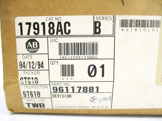 Sealed Allen Bradley 1791-8AC Series B Block Module 120VAC 8 Inputs 8 Outputs - ALLEN BRADLEY