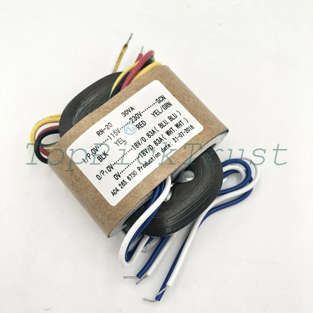Transformer Audiophile 30W 30VA In 0-(115)-230V-SCN Out 9V 12V 15V 18V24V R-core